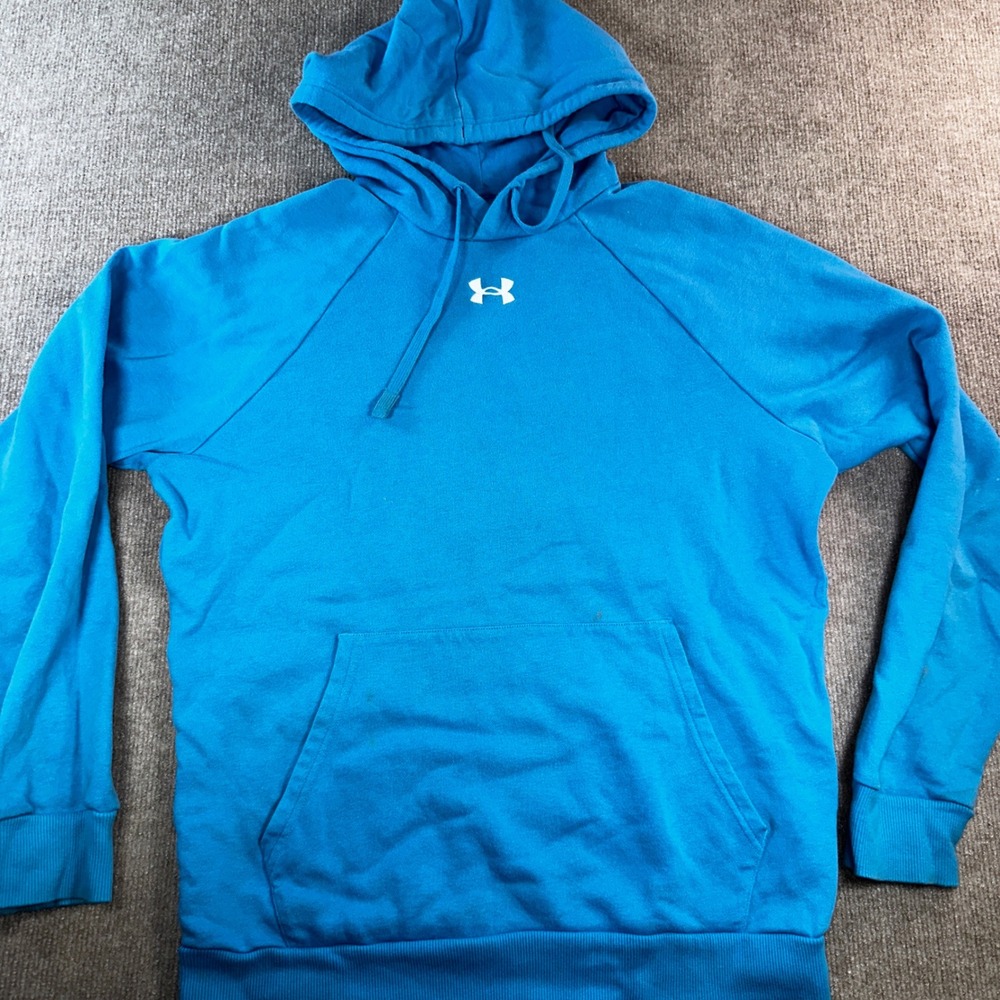 Under Armour Mens Rival Fleece Hoodie Blue Small Raglan Pullover Sweatshirt
